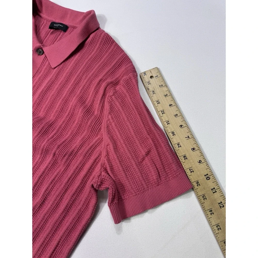 Banana Republic Men's 2XL Pink Short Sleeve Knit Button Shirt Preppy Coastal